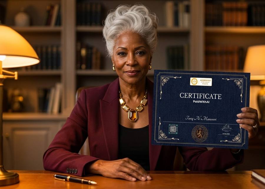 Lady Sterling holding CPD Certificate